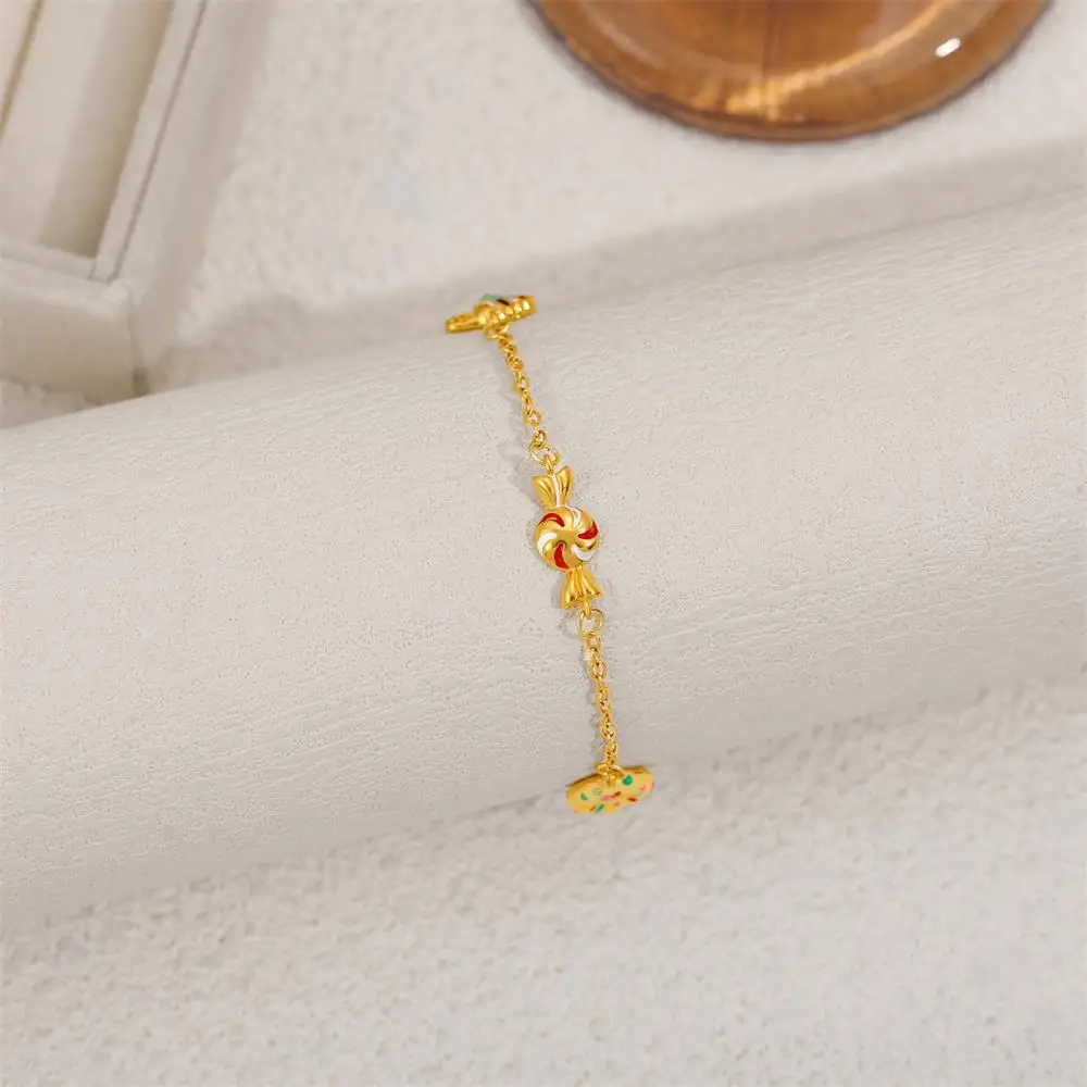 Cute Donuts Ice Cream Candies Bracelets 18K Gold Plated Hypoallergenic Chain Bracelet Hand Strings Gift Fashion Jewelry 2025 New