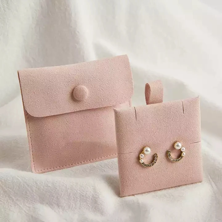 

50PCS Wholesale Thick Suede Envelope Flap Jewelry Bracelet Rings Packaging Pouch Bag