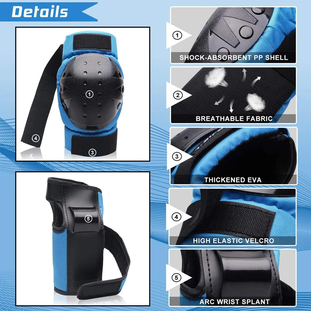 Ultimate Protective Gear Set: 6-Piece Knee, Elbow, and Wrist Pads for Skateboarding, Roller Skating, and Cycling