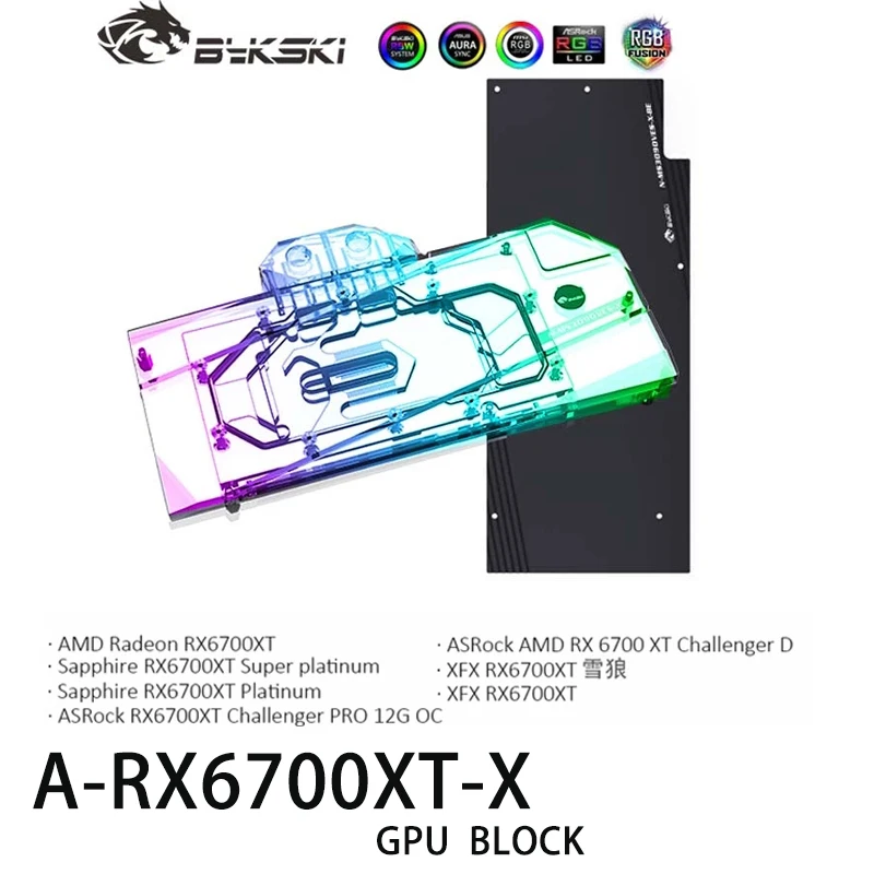 Bykski Rx 6700 Gpu Water Block Per Amd Rx 6700Xt Sapphire Xfx Asrock A-Rx6700Xt-X , Full Cover Scheda Grafica Water Cooler