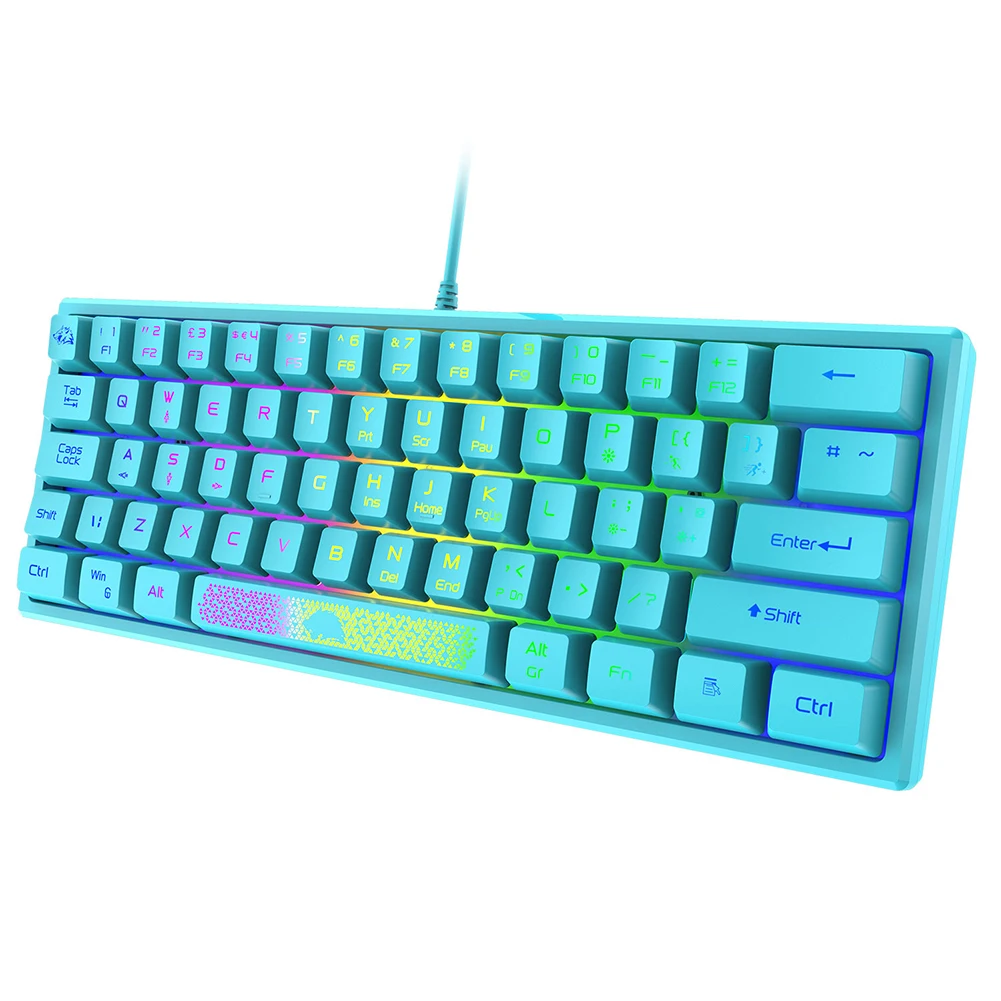 인체공학적 게이밍 노트북 키보드, USB 60 퍼센트 RGB 유선 키보드, 62 키, K61