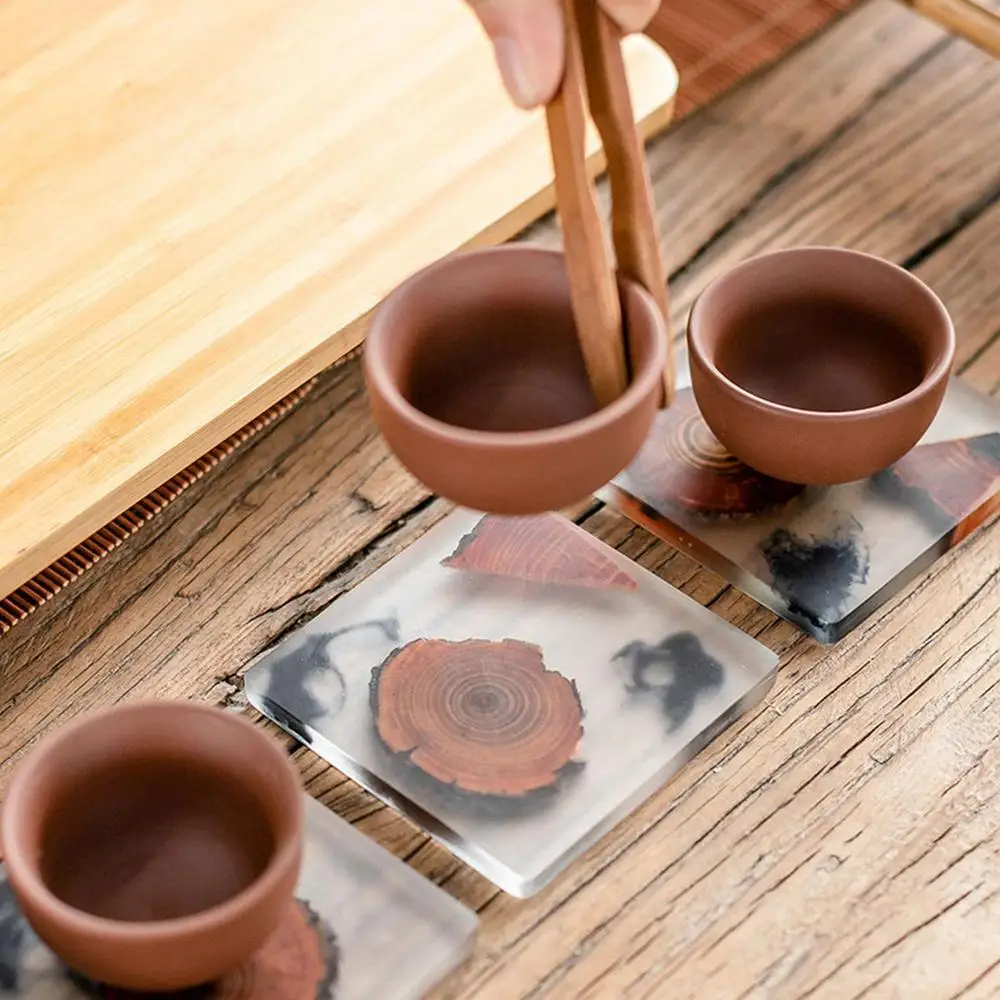 Description Picture 6 of itemCreative Resin Pine Coasters Heat-resistant Placemats Drink Mat Tea Coffee Cup Pad Waterproof Non-slip Table Decor Tableware Pad