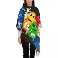 Customized Printed Funny M&M's Candy Scarf Women Men Winter Warm Scarves Chocolate Candy Shawls Wraps