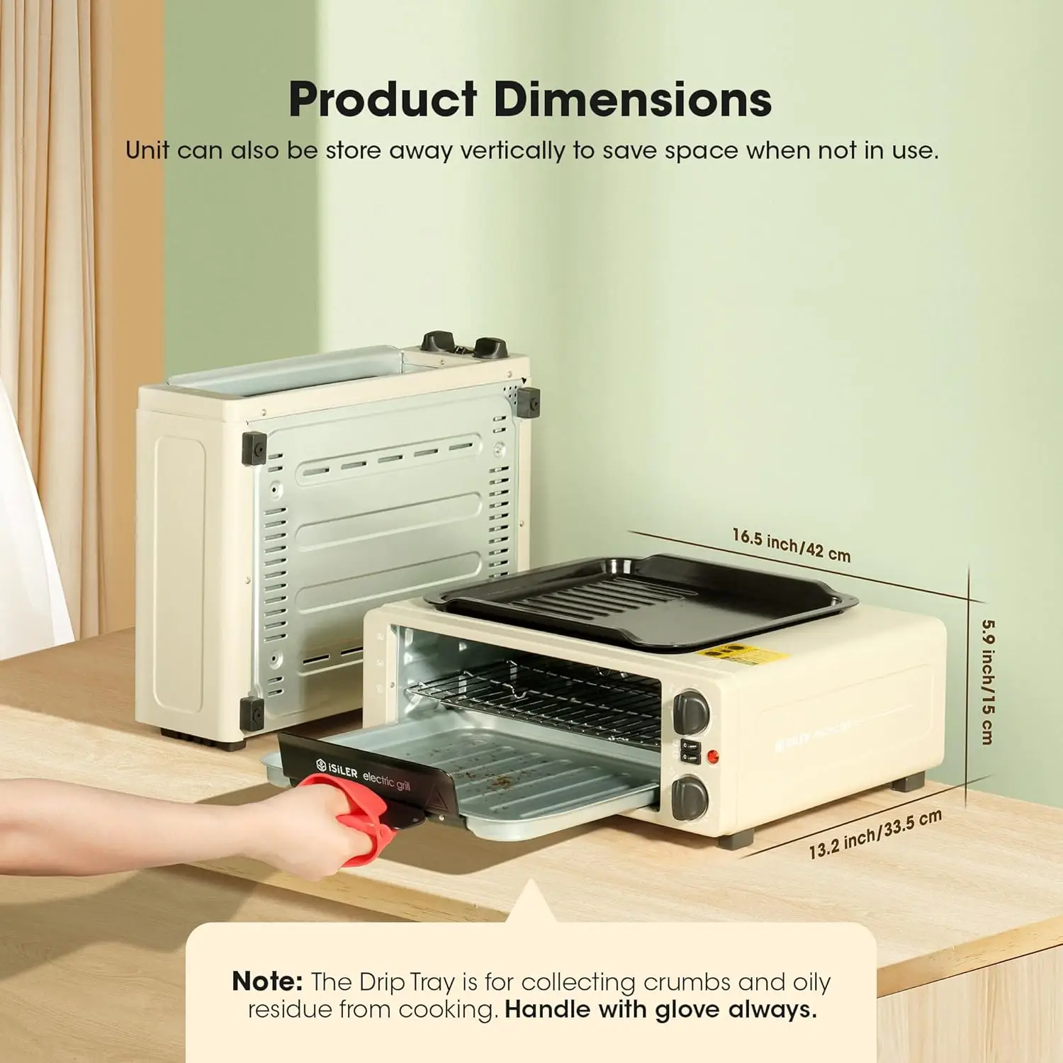 Air Fry Countertop Oven, 1200W 8-in-1 Electric Griddle Toaster Oven Combo, Flip Up & Away Capability for Storage Space, E 6