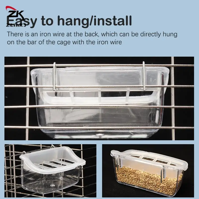 1PC Plastic Parrot Feeder Drinker Bird Supplies Bird Cage Parrot Birds Water Hanging Bowl Feeder Box Pet Cage Food Container
