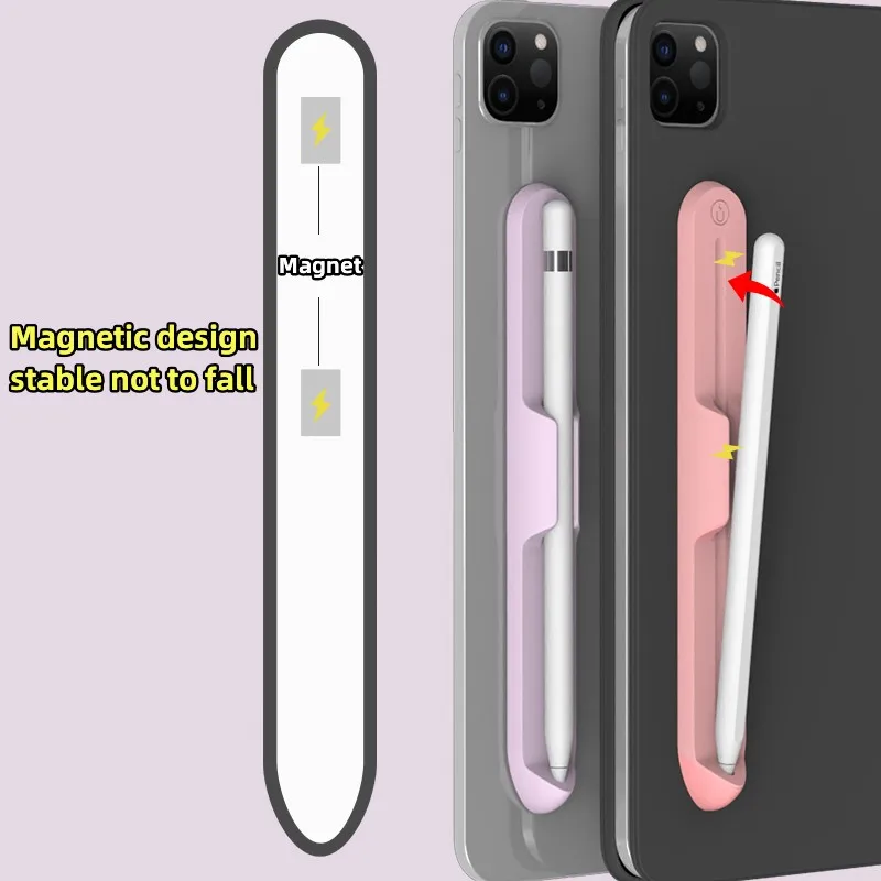 Porta-lápis Silicone para Tablet Stylus Caneta Ranhura Magnética Cor Sólida para Apple Pencil ou Geração e Samsung s6 Lite s7 s8 - Imagem 3
