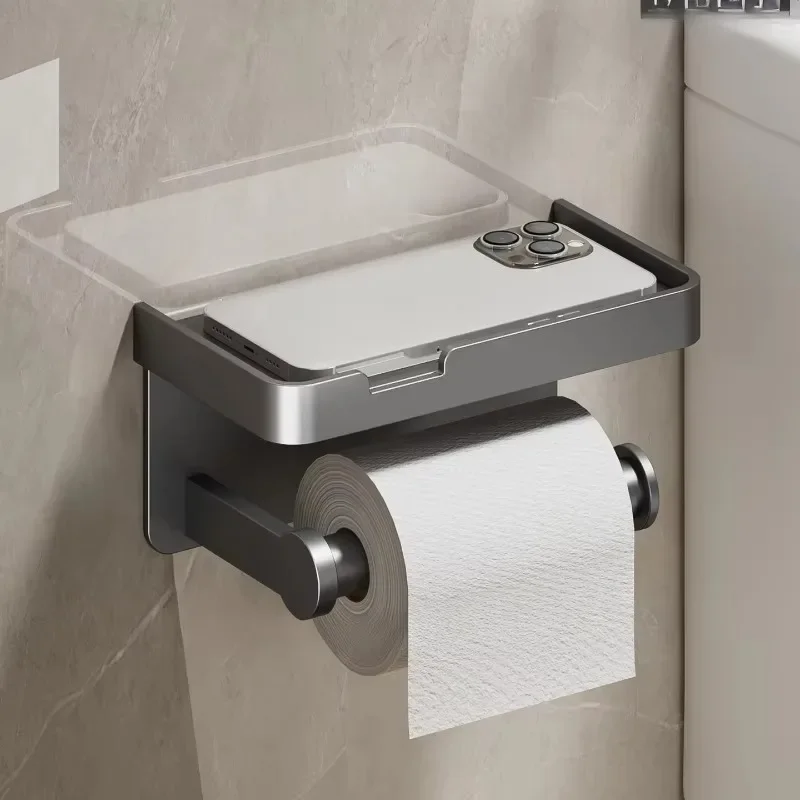 aluminum alloy wall mounted with two installation methods for toilet paper storage rack,Bathroom tissue holder