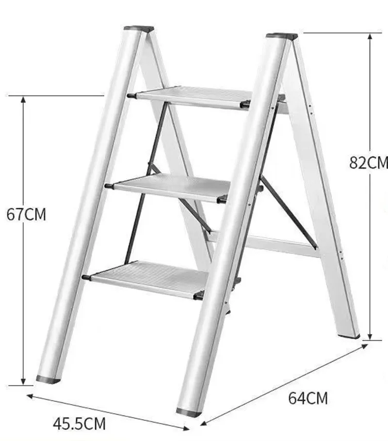 3 Step Folding Step Stool Anti-slip Wide Pedal 330lbs Aluminum Alloy Multifunction Ladder Storage Shelf Flower Pot Stands