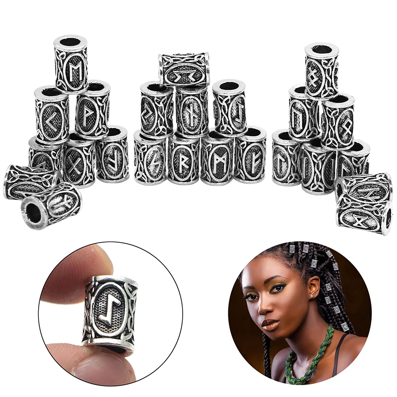 24 pcs Viking Runes Set Loose Beads Spacer Beads For Hair Braid Dreadlock Beads DIY Jewelry Making the viking great army and the making of england