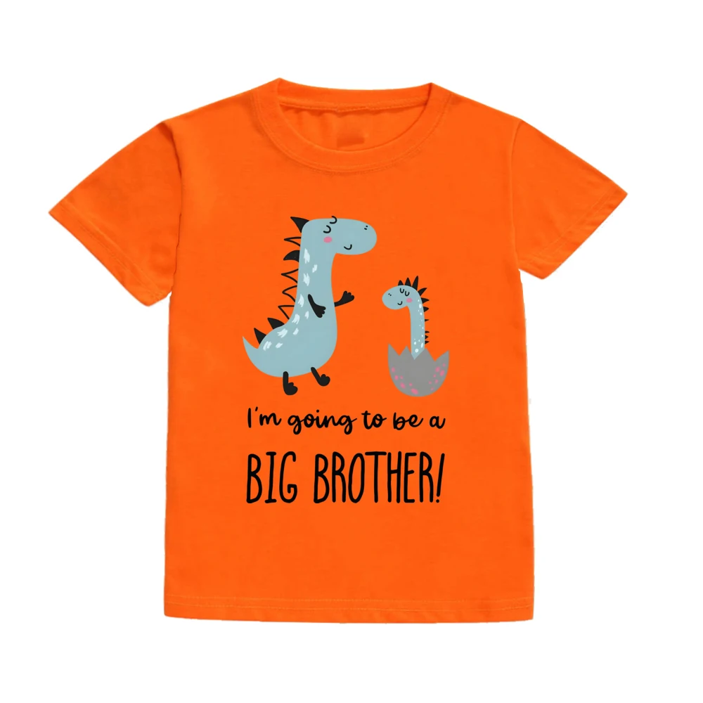 Dinosaur&I‘m Going To Be Big A Brother Print Kid Tee Shirt Casual Short Sleeve Child Tees Top Pregnancy Announcement Clothes 4