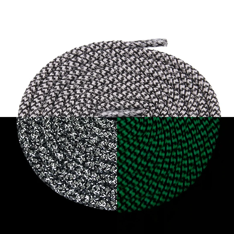 Weiou New 0.5 Cm Diameter Creative Reflective And Fluorcscent Shoelaces Night Running Safety Sneaker Laces Black White Green