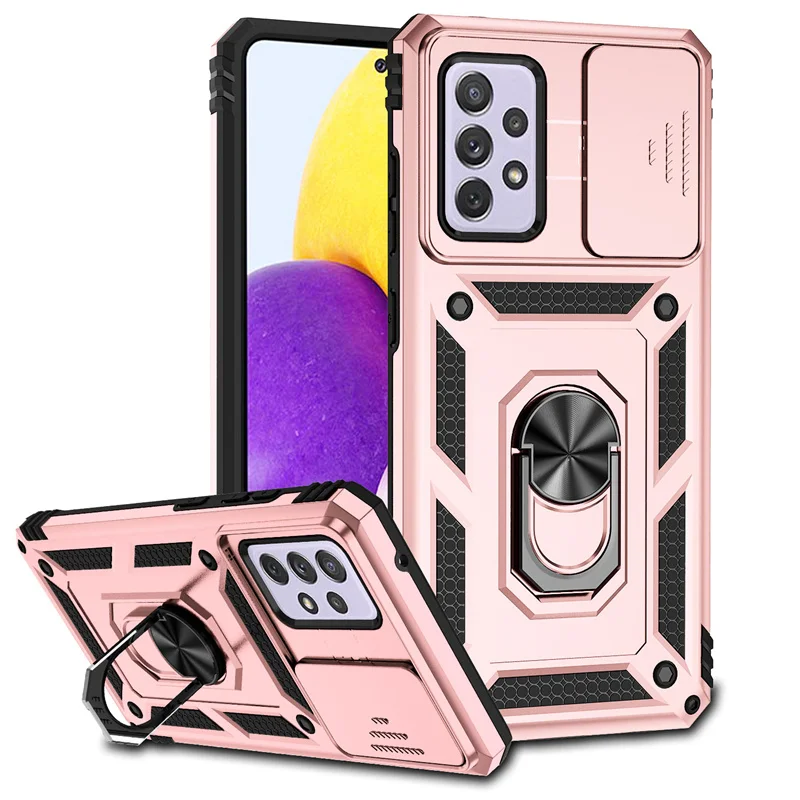 Shockproof Slide Camera Armor Case with Car Magnetic Holder Ring for Smartphone Protection