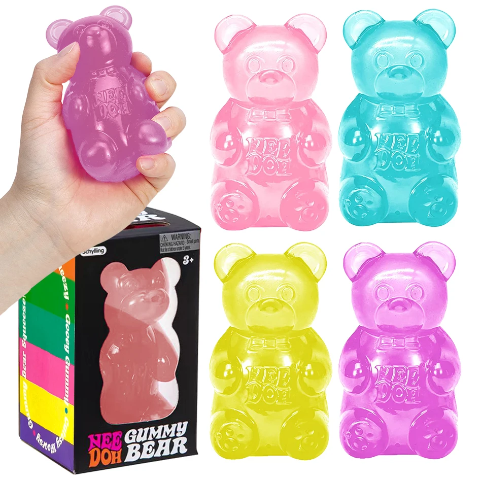 NeeDoh Gummibärchen Squishy Spielzeug Weiches Stressabbau-Sensorik-Fidget-Spielzeug für Kinder & Erwachsene Ungiftiges Angstlösendes Schreibtisch-Spielzeug