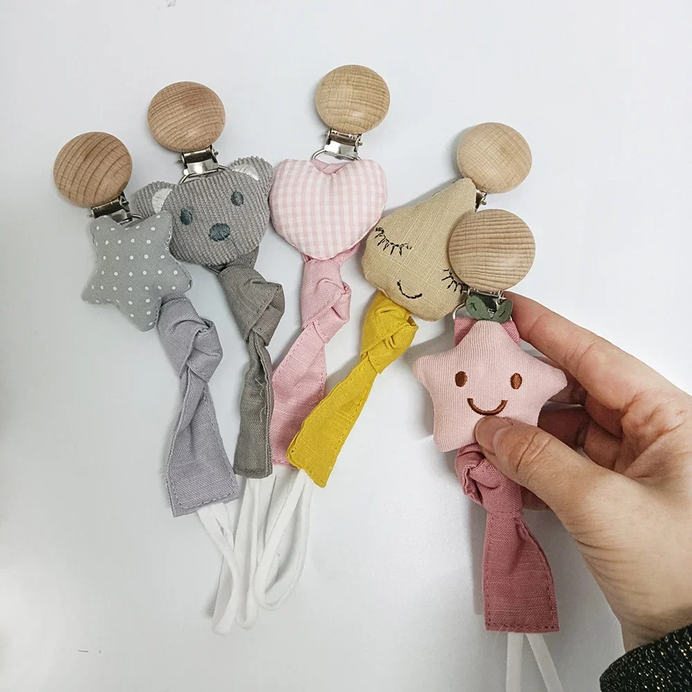 Cartoon Puppet Bear Woven Baby Pacifier Clip Pacifier Fixing Chain Anti Fall Newborn Soother Clip Comfort Baby Toy Pacifier Clip Pacifier Chain Pacifier Accessories