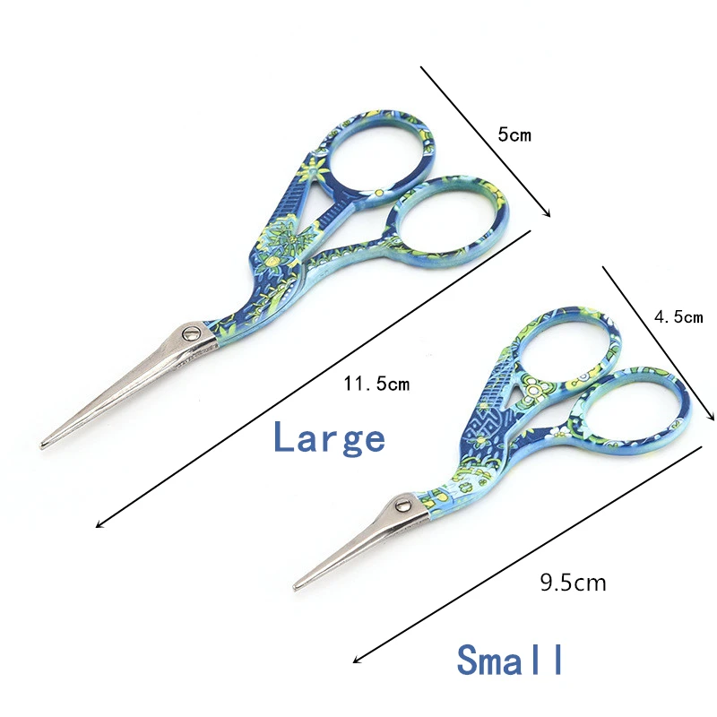 Color Printing Stainless Steel Antique Scissors for Sewing Exquisite Vintage Stork Scissors DIY Sewing Tools Needlework sewing scissors