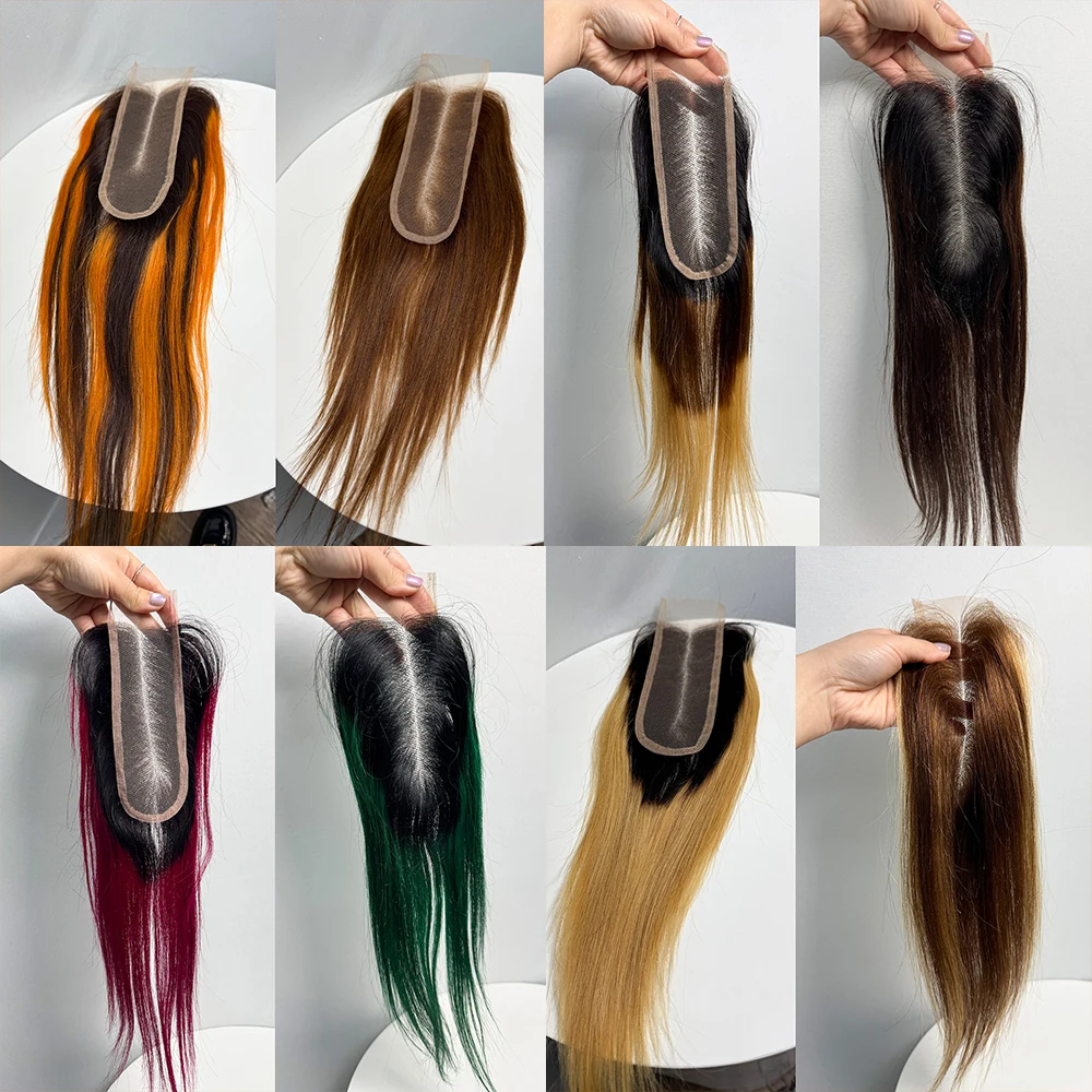 Bone Straight 2X6 Lace Closure Colored Vietnamese Human Hair Bundles and Closure Super Double Drawn Ombre Color Hair Extensions