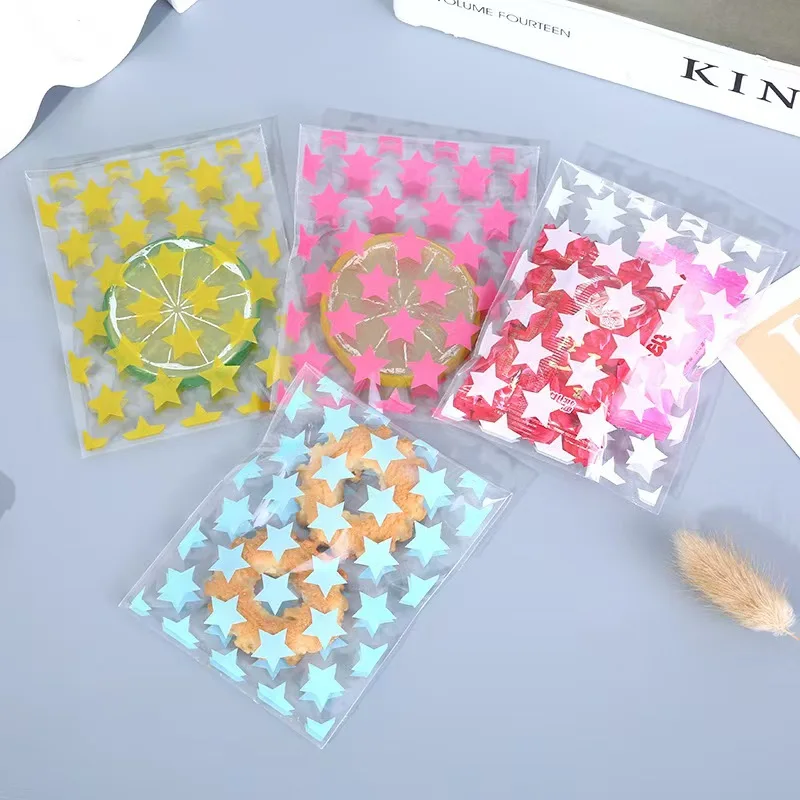 50/100PCS Stern Selbstklebende Tasche Süßigkeiten Cookie Tasche DIY Karte Schmuck Selbstklebende Weihnachten Neujahr geschenk Verpackung Tasche