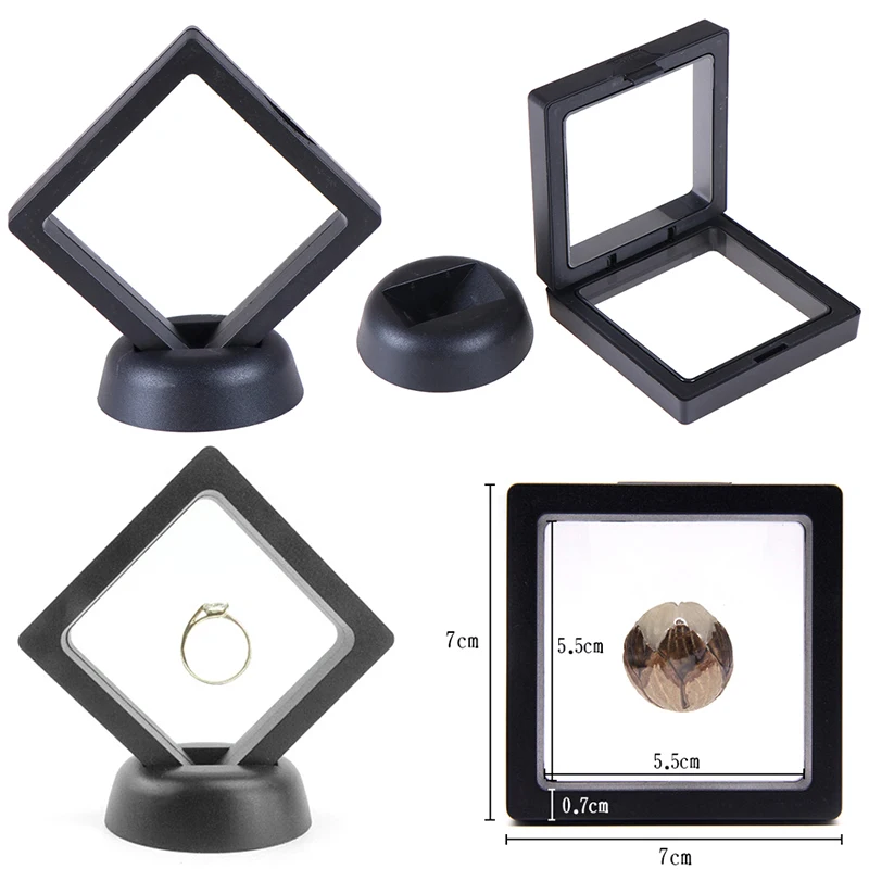 Display Stand Jewelry Tray 3D Floating Picture Frame Box Jewelry Home Display Stand Ring Pendant Holder Protect Jewellery Presentation Case