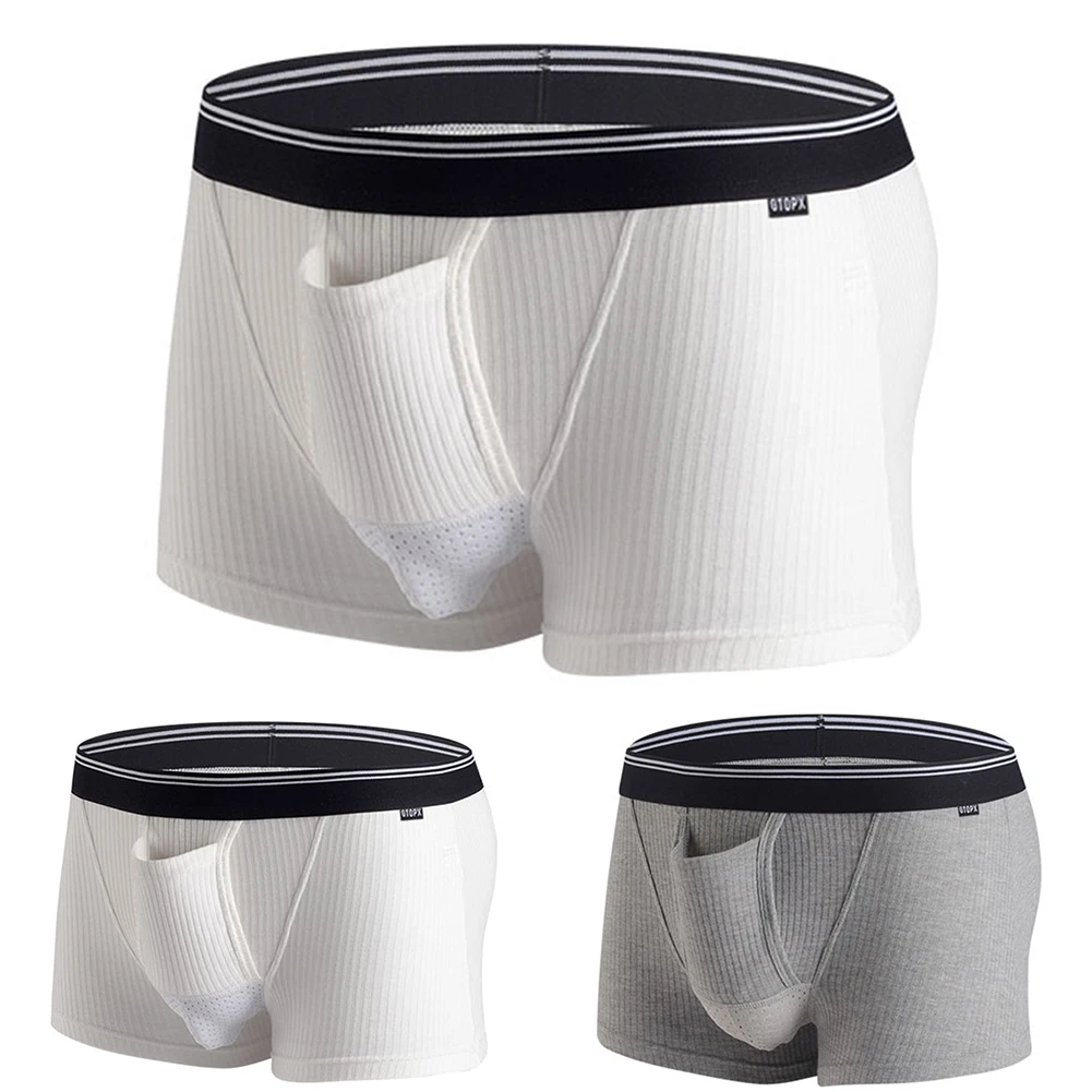Sexy Bullet Separation Mens Underwear Boxers Shorts Breathable Men U Convex Pouch Underpants Sleepwear Trunk Underclothes