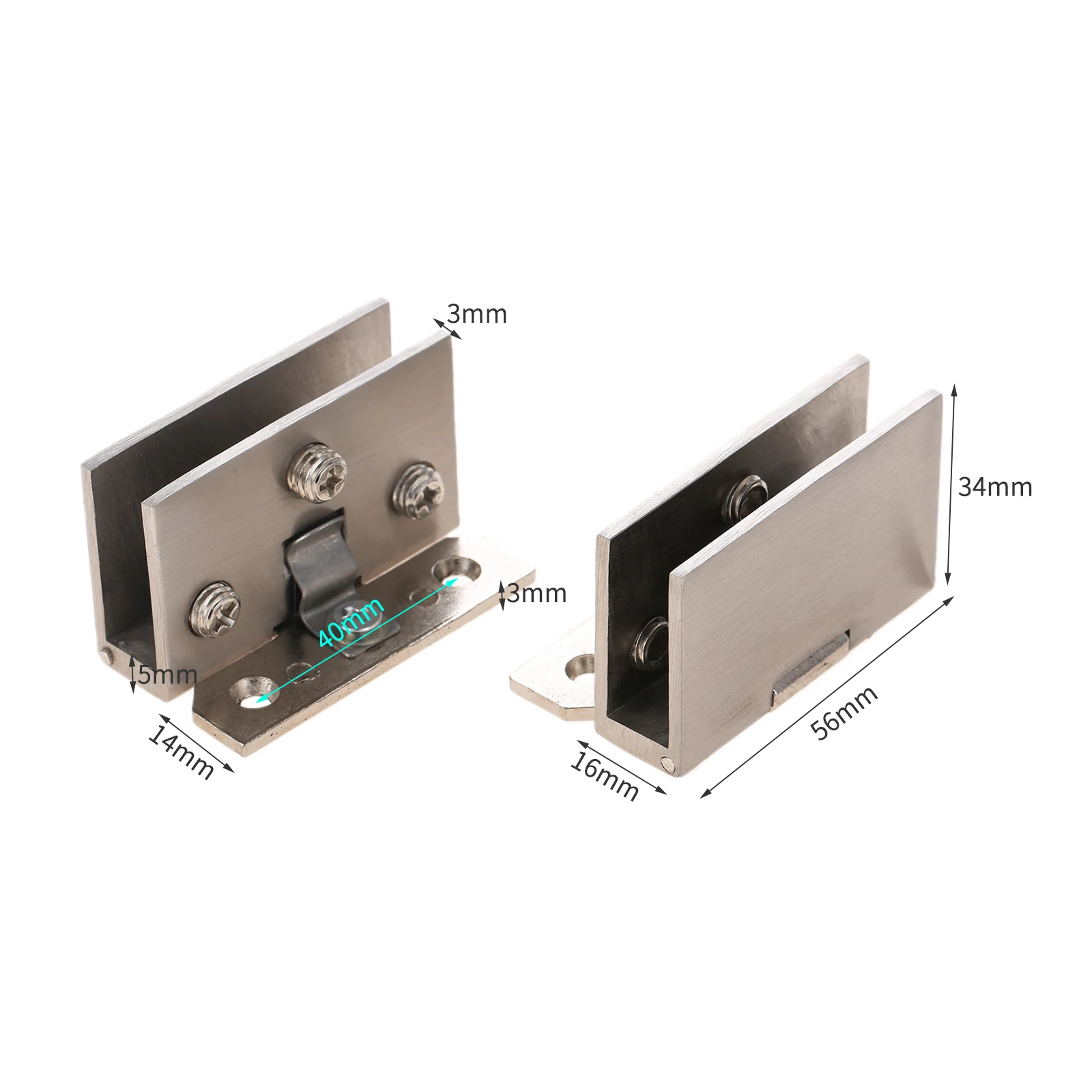 2Pcs Glass Door Hinge Without Hole Glass Hinge Clip Cabinet Furniture Fitting Zinc Alloy Hardware 5-8mm 8-10mm