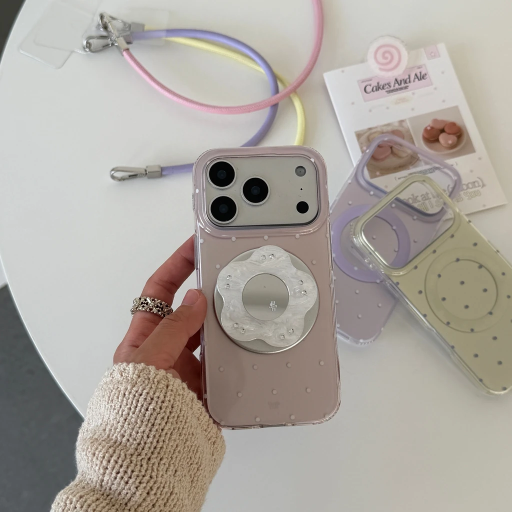 غطاء هاتف لاسلكي مغناطيسي بتصميم منقط غير لامع مع...