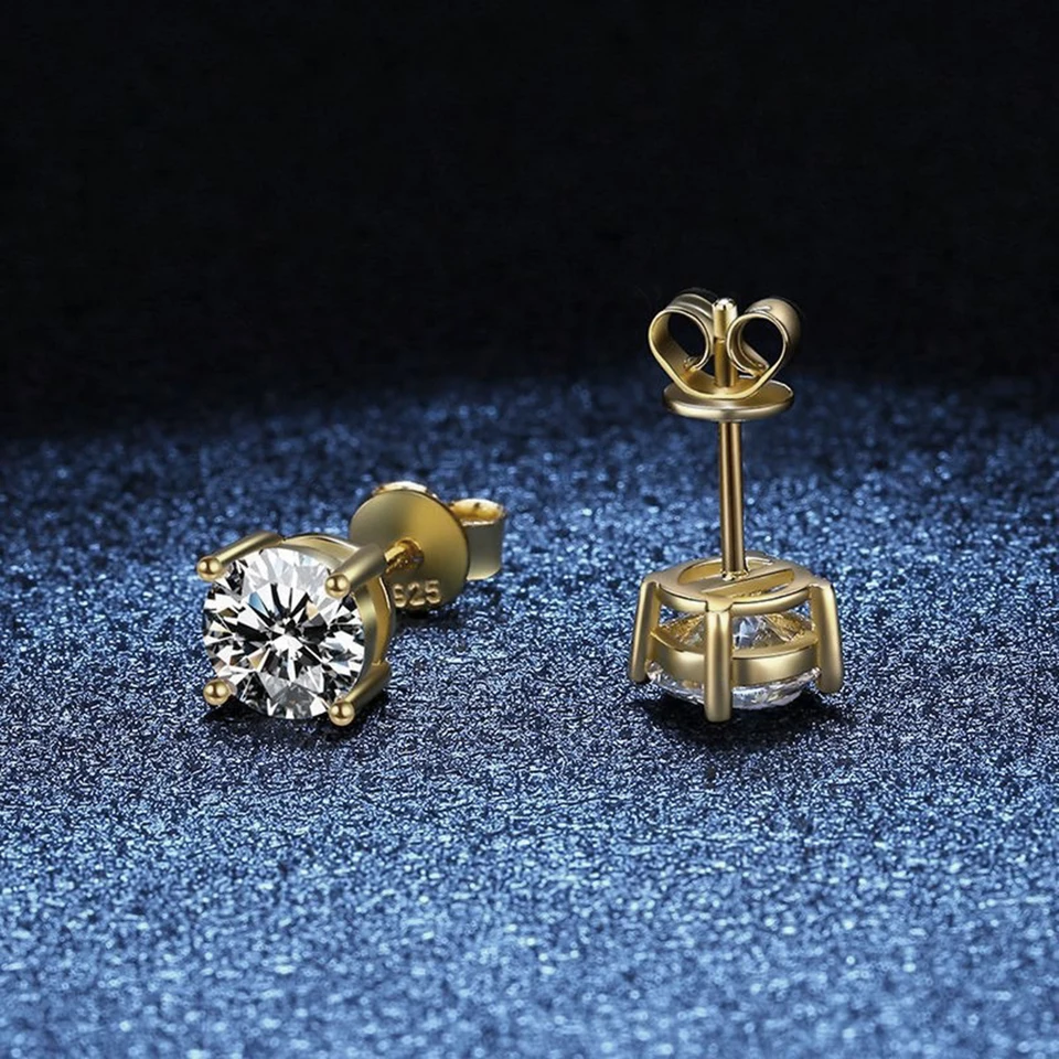 Luxury Sterling Silver Moissanite Stud Earrings