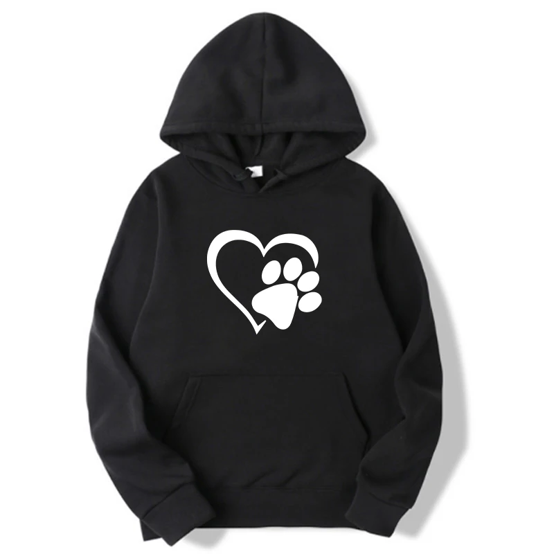 thumbnail image 1 of Sudaderas con capucha con estampado de pata de perro y corazón para mujer, sudaderas con capucha de manga larga informales, jerséis de talla grande, otoño e invierno, nuevo, 1 of 4