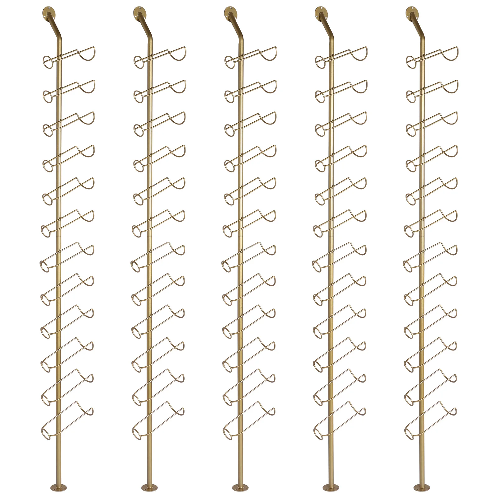 5 Pack Wall Mounted Wine Rack Holds 60 Bottles Metal Storage Rack Wine Bottle Display Holder for Bar Kitchen Cellar Restaurant