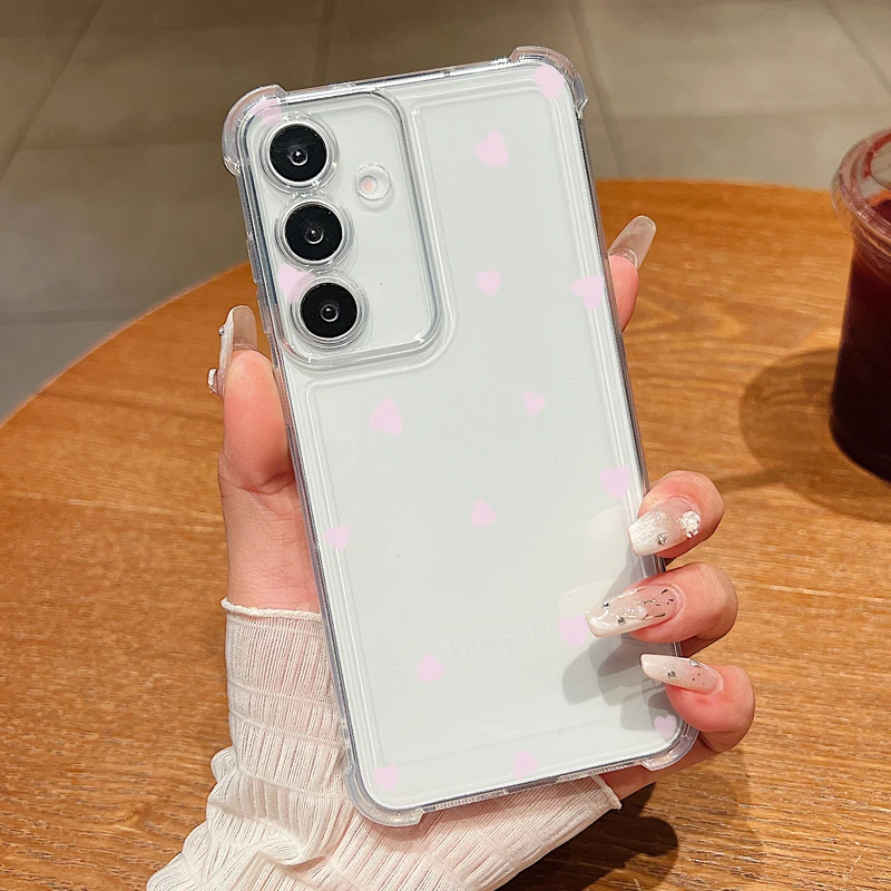 Elegant Love Heart Pattern Shockproof Clear Phone Case