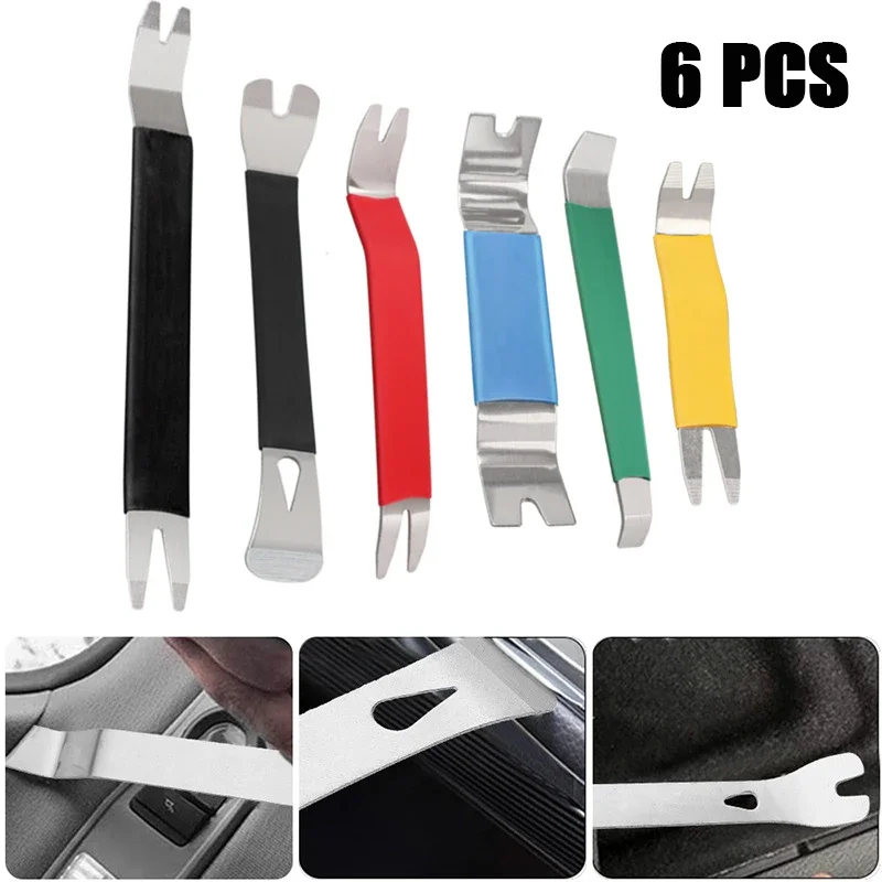 

Набор инструментов для снятия обшивки двери автомобиля, комплект из 6 предметов для переноски приборной панели автомобиля, аудио, радио, панели, ремонта, демонтажа металла