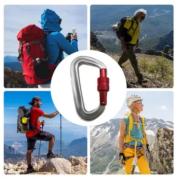 12KN Professional Safety Carabiner D Shaped Key Hook Aluminum Keychain Clip Climbing Security Master Lock Mountaineering Tool 4