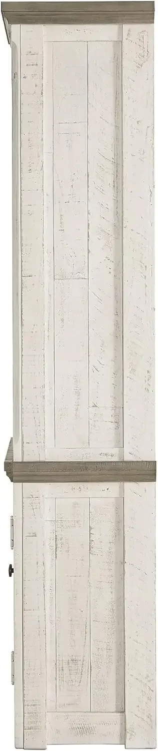Havalance Modern Farmhouse Right Pier Cabinet, Shelves for Storage, Weathered Gray Vintage White, cabinet , furniture - Image 2