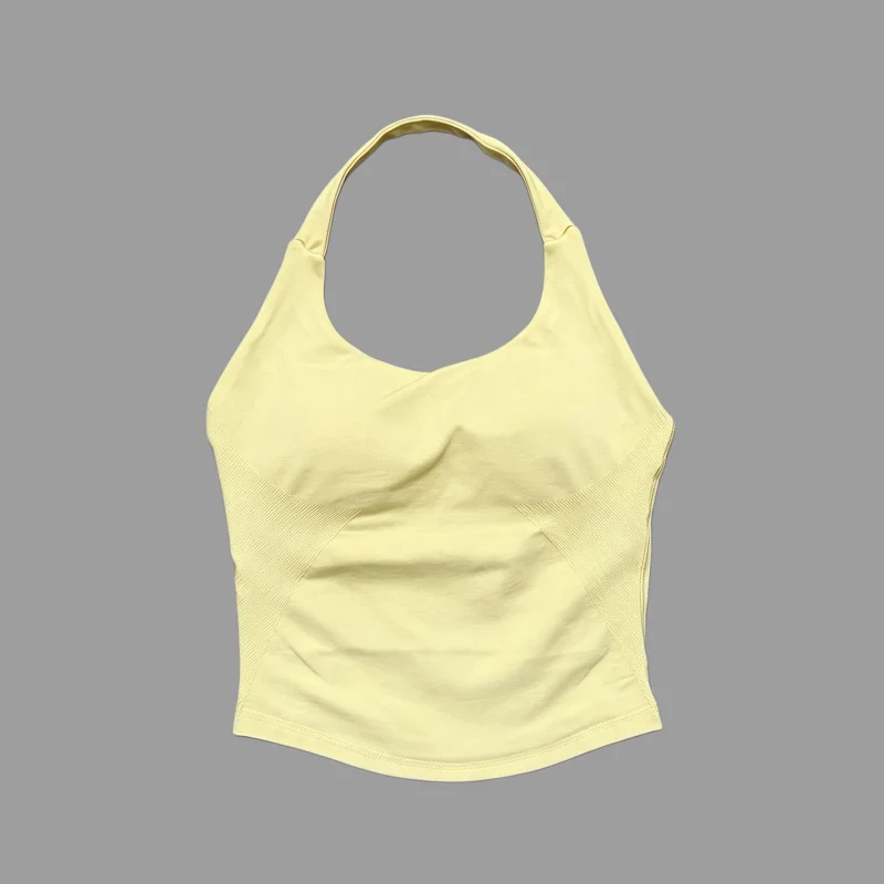 Seamless Push-Up Sports Halter Top with Removable Padding