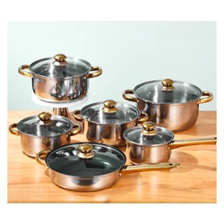 6Pcs Thickened Stainless Steel Cookware Set Soup Pot Milk Pot Frying Pan With Water Kettle Practical Household Cookware Set