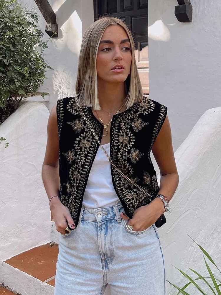 Chaleco Terciopelo Chaleco Bordado Mujer Zara Chalecos Casuales