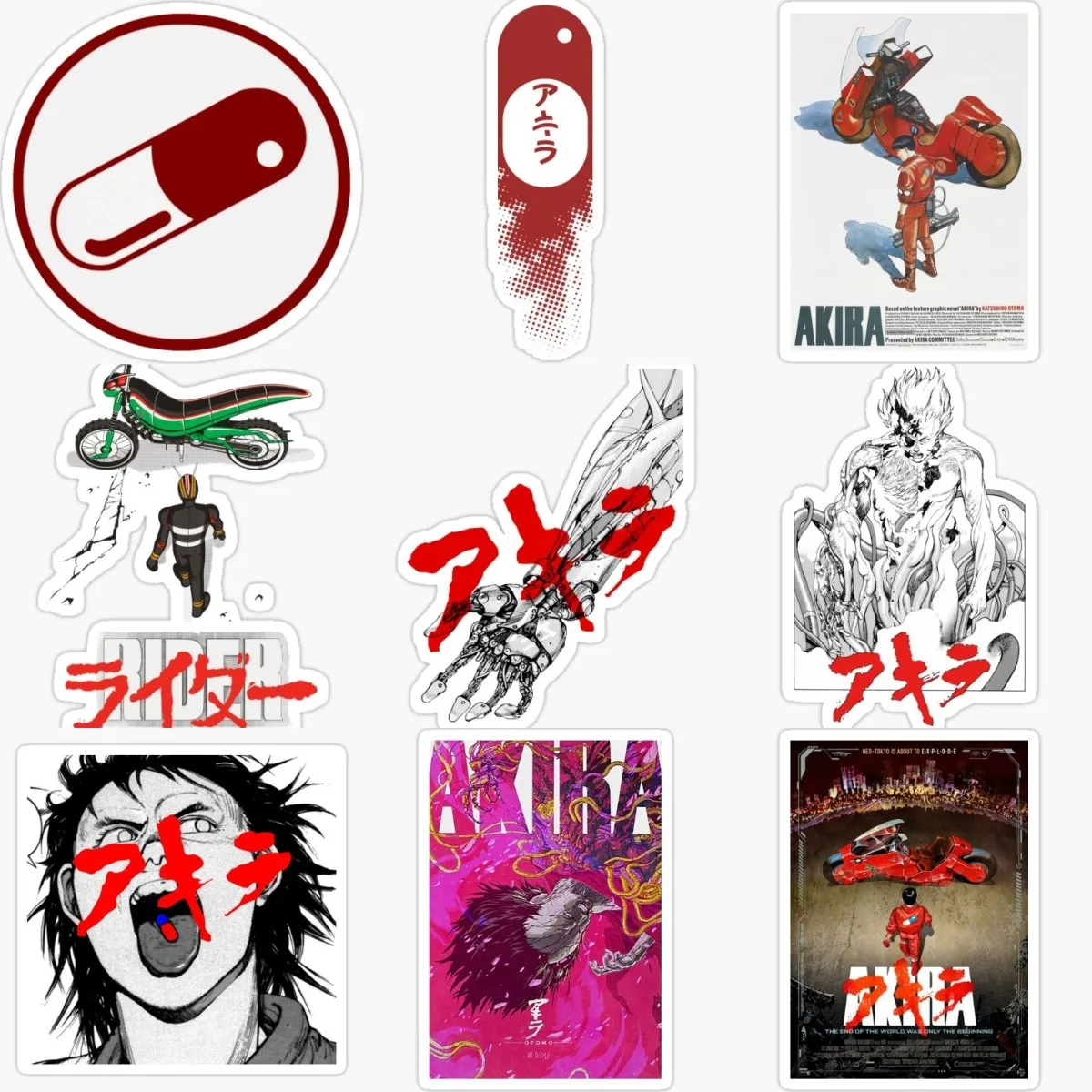 Akira Japanese Anime Capsule Locomotiva Sticker Camper Van Laptop Bumper Car Truck Window Bicycle Moto Glass Helmet Racing Decal