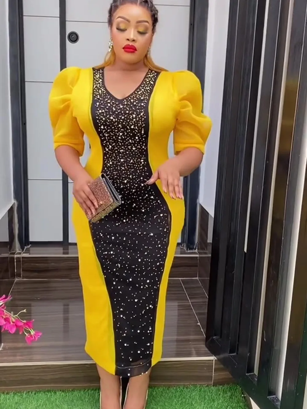 Plus Size African Party Dresses for Women Bodycon Mermaid Sexy