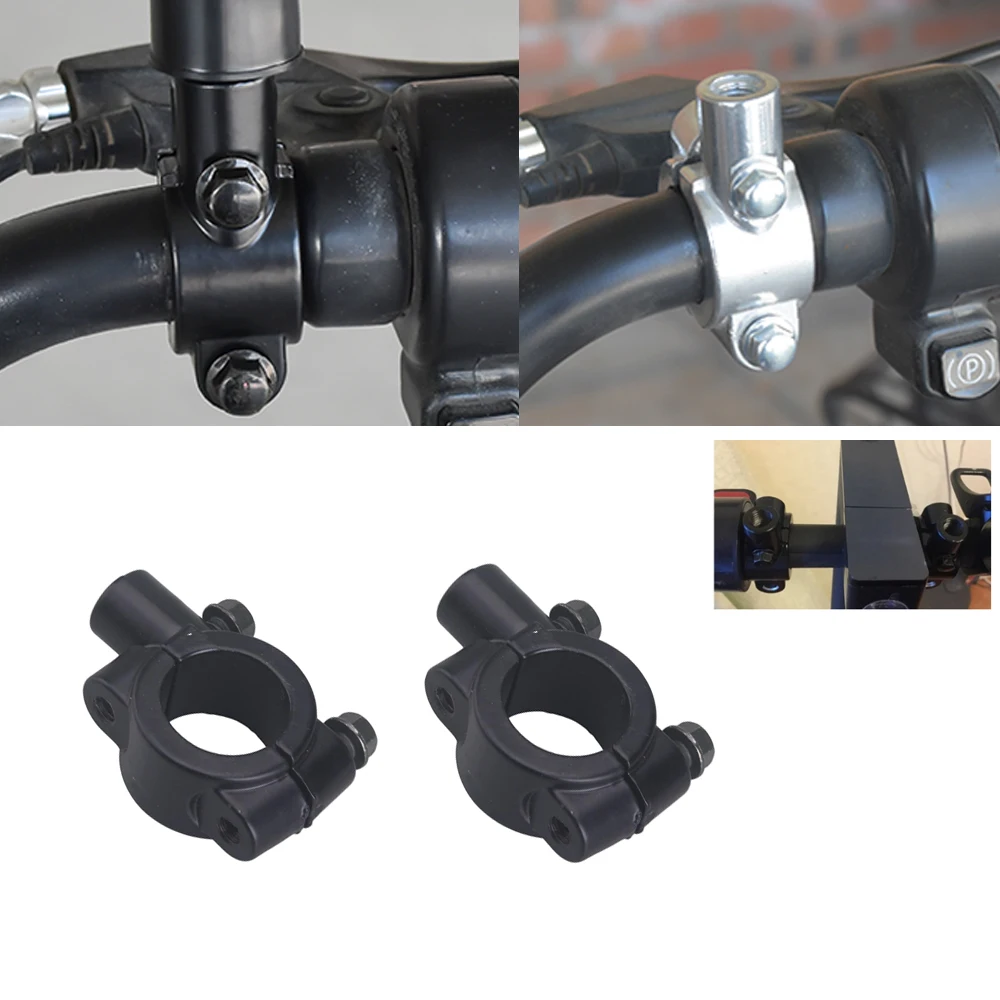 

Motorcycle Rearview Handlebar Mirror Mount Holder Adapter Clamp Base 8mm 10mm 7/8" Black Aluminum Universal Motorcycle Tool