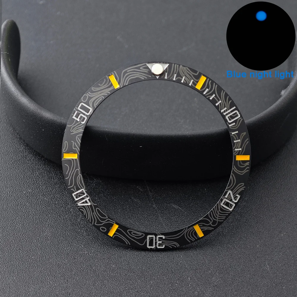 Men's Watch Replacement Bezel Insert with Tilted Ceramic and Carbon Fiber Texture