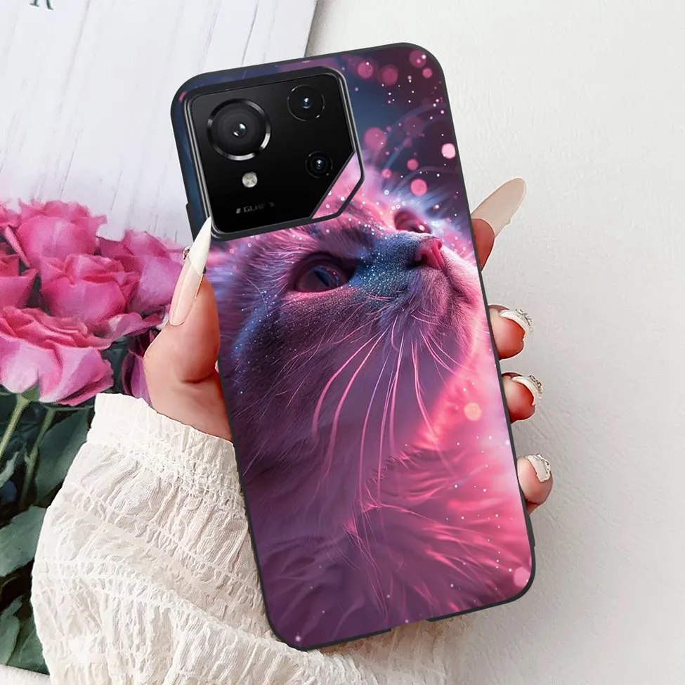 Luxury Cute Cat Silicone Shockproof Bumper Back Cover - Stylish Painted Design