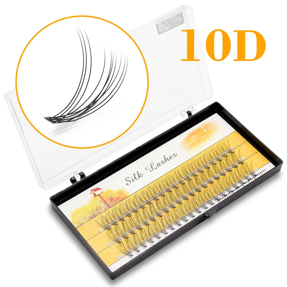 

Natural Long Black Crisscross Silk Clusters Eyelashes Extension Thick False Lashes Mink 10D Individual Eyelash Bunche Cilias