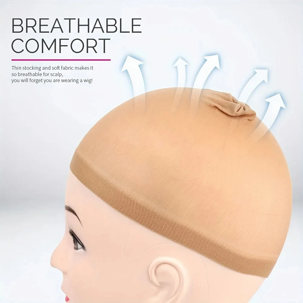 Wig caps 2pcs/10pcs HD Wig Caps Non-Slip Stretchy Stocking Nylon Wig Caps For Women Soft And Breathable Close End Invisible Nude