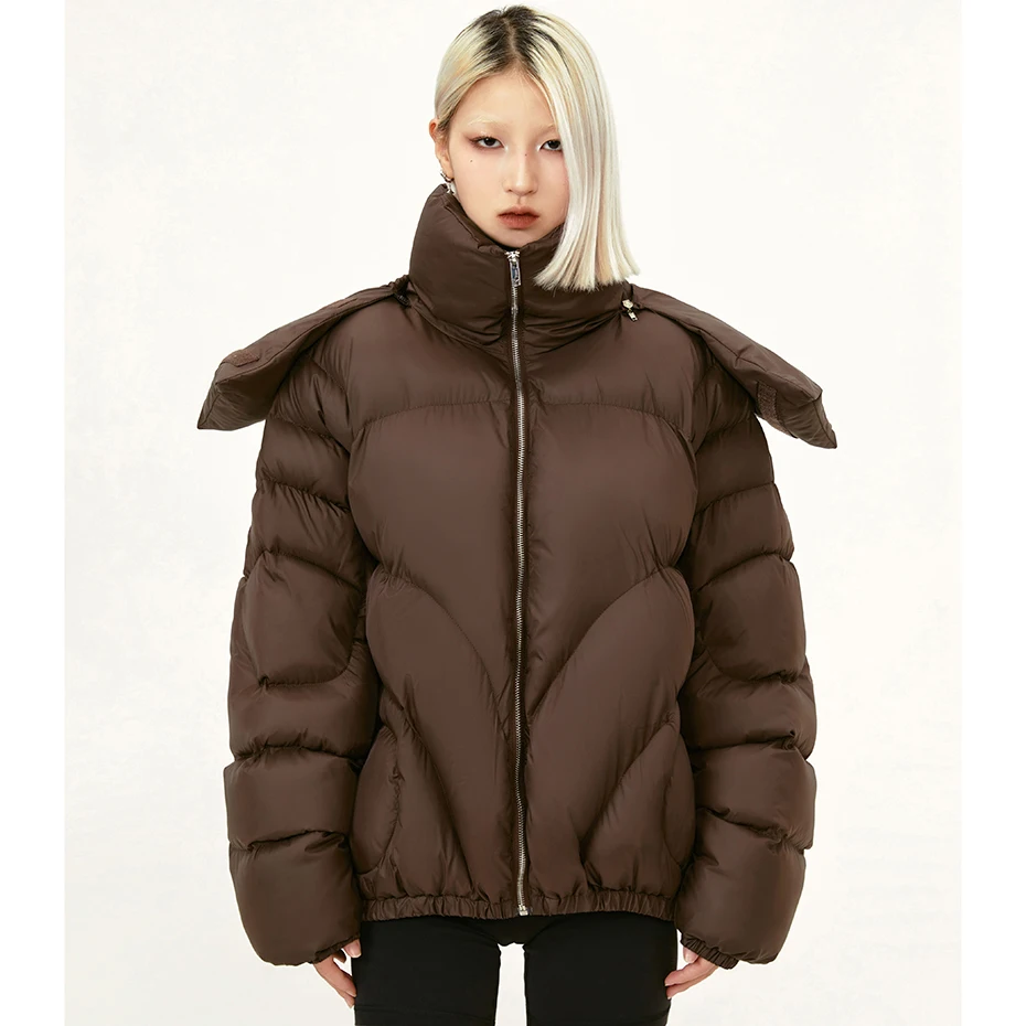 Men Puffer Jackets Streetwear Hooded Parkas Windbreaker Coat High Collar Padded Jackets Hip Hop Man Parka Thicken Warm Coats Y2K 4