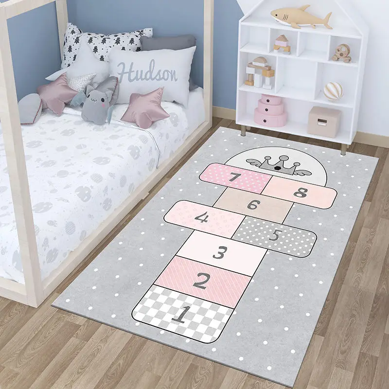 Light Gray Children's Hopscotch Boy Girl Cartoon Game Carpet Living Room Baby Crawling Non-slip Carpet Home Decoration Ornaments floor mat,kids carpet