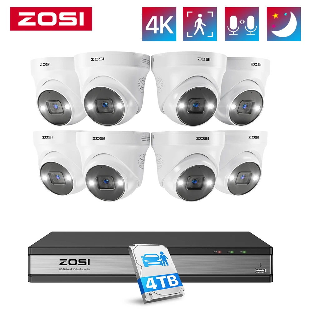 ZOSI H.265 5MP PoE Camera IP Vidéo Surveillance Extérieure Vision Nocturne 30M Ojbectif 3.6mm