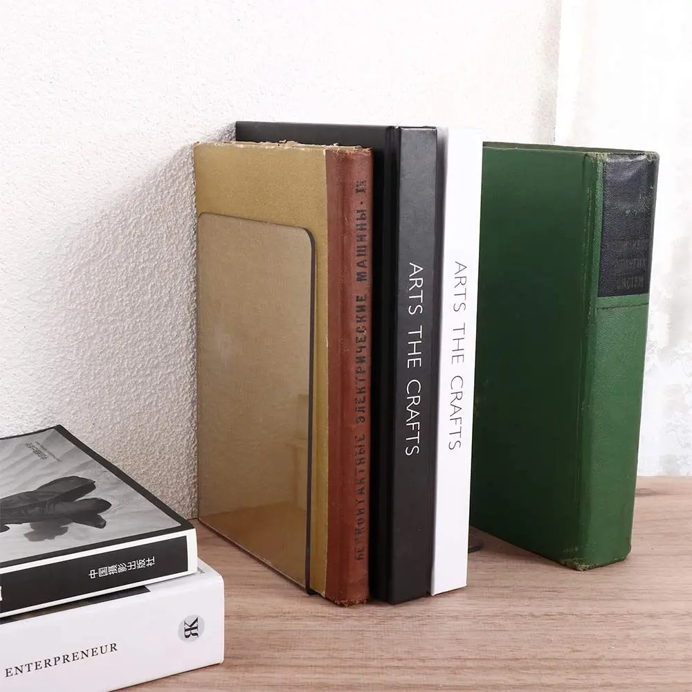 L Shape Desktop Organizer Office Supplies Student Stationary Room L Shape Book Stand Bookshelf Book Holder Transparent Bookend