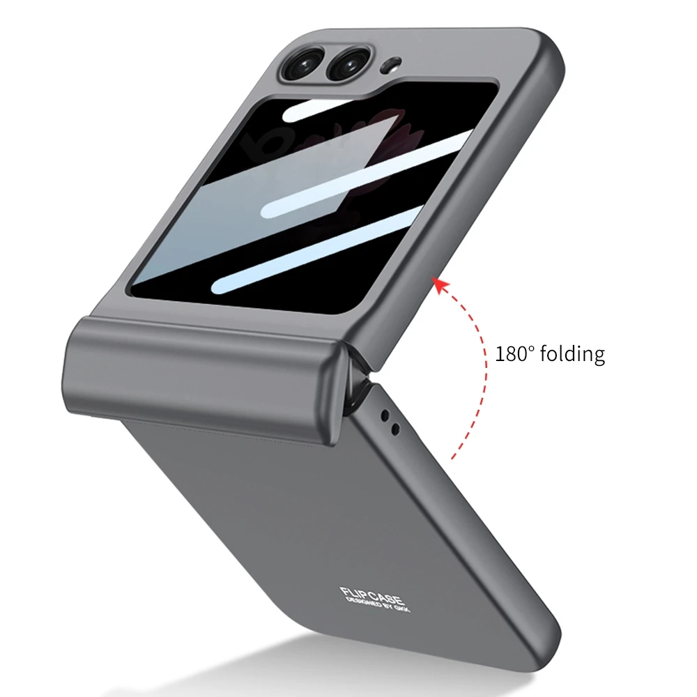 Magnetic Hinge Protection Matte Shockproof Hard Phone Case with Outer Screen Glass
