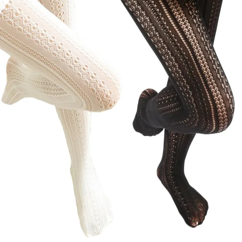 Autumn women tights Lace Stockings Woman Hollow Out White Female Pantyhose Stockings Tattoo Tights Pattern