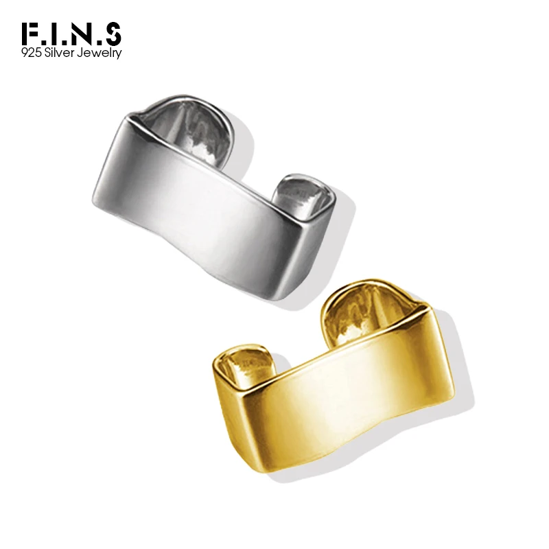 F.I.N.S 미니멀리스트 S 광택 클립 귀걸이, 구멍 없는 기하학적 이어 커프,  가짜 피어싱, 고급 보석