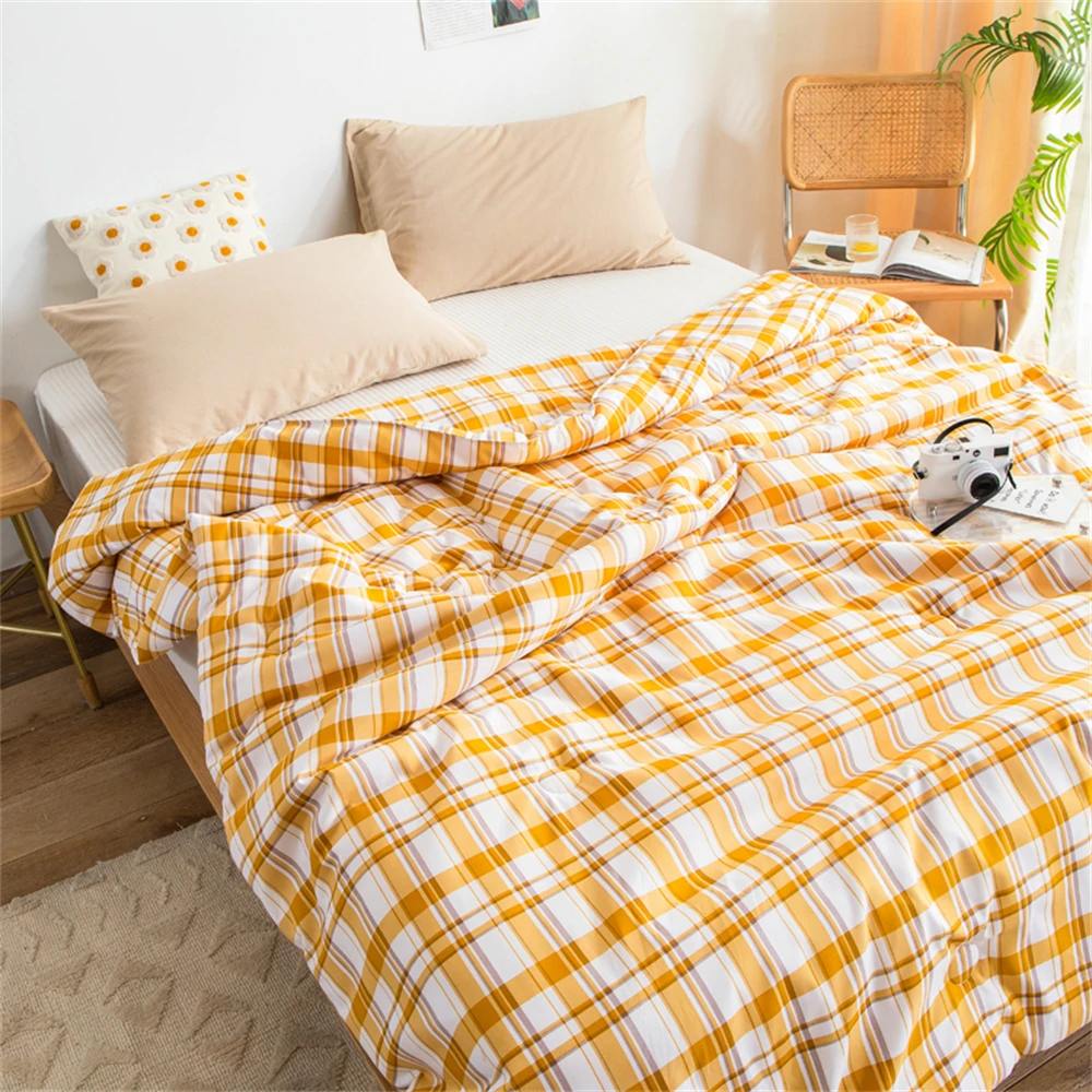 

Soybean Fiber Summer Thin Quilt Air Conditioning Blanket Comforter Soft Bed Duvets Sofa Office Nap Travel Quilts Throw Blankets